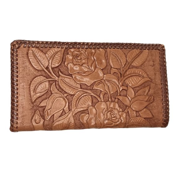 SOLD - Handtooled Leather Wallet Notepad Holder With Robinson Reminder Insert - Picture 2 of 7